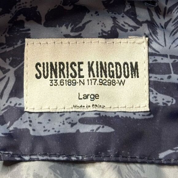 Sunrise Kingdom Palm Tree Blue Wind Breaker size Large - Picture 3 of 5